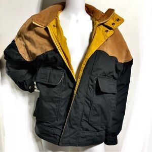 Andrew Marc Vintage Color Bloc Suede Nylon Jacket